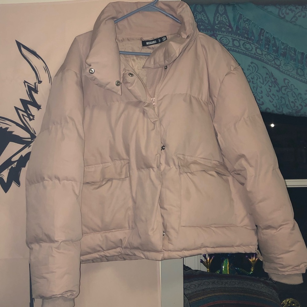 MISSGUIDED Pale Pink Ultimate Puffer Coat size 8